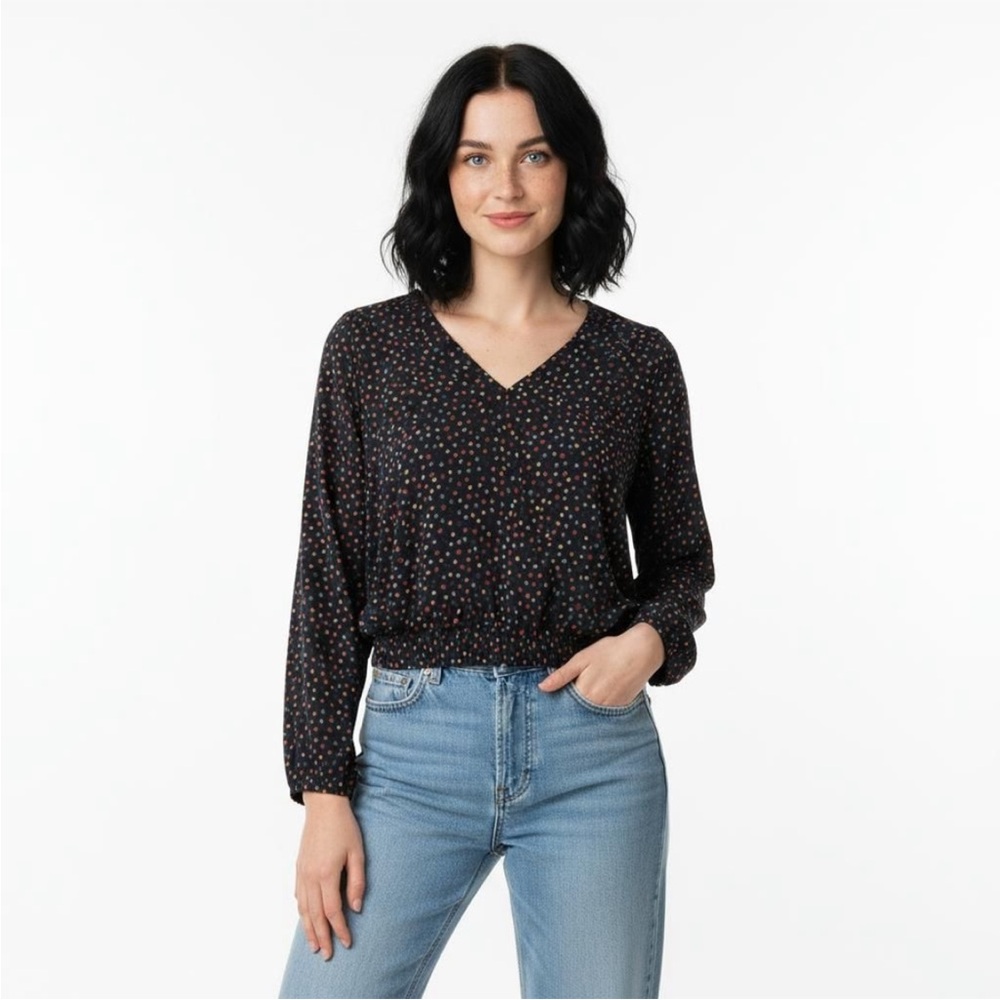 Madewell Lyric Wrap Top in Sugar Dot Blouse - Small
